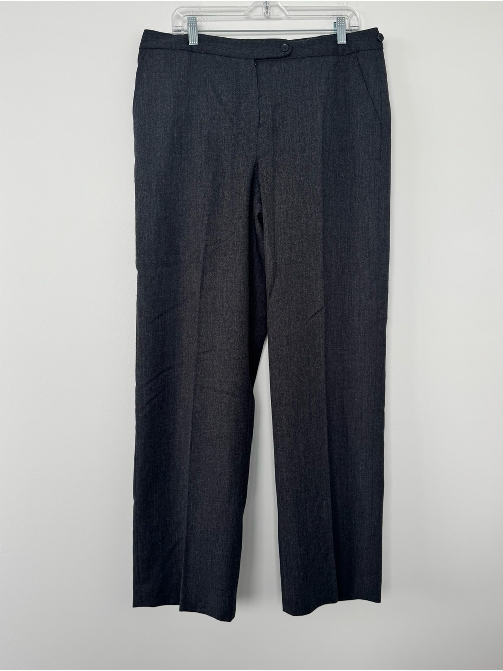 Vintage Harve Benard Gray Wool Trousers Pants Tall Women 14 Wide Leg Side Button